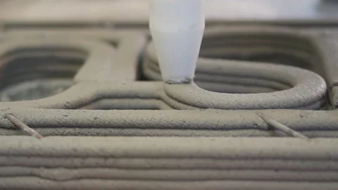 Close up Cement 3D Printing printing something 50fps Vídeos de archivo 246377026