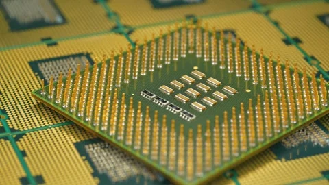 Close-up of a central processing units. Central processing units with pins Stock Footage 331102231