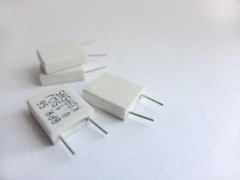 Close-up of ceramic resistors on a light background Stock Photos