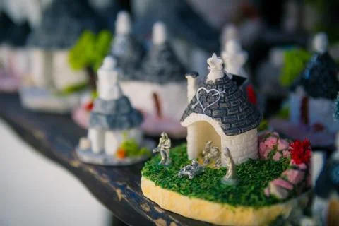 Close up of a ceramic Trulli houses Stock Photos