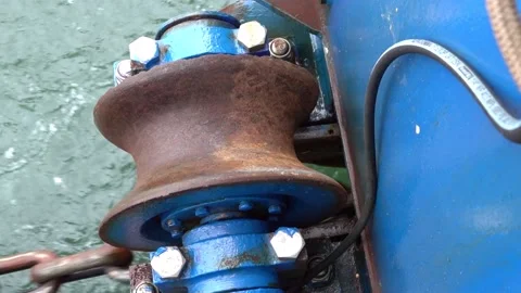 Close up of chain that pulls the Torpoint car ferry Stock Footage 136671609