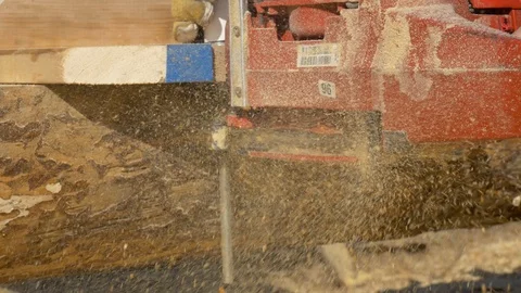 Close up of a chainsaw mill cutting a log Stock Footage 125210321