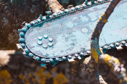 Close up of chainsaw Stock Photos