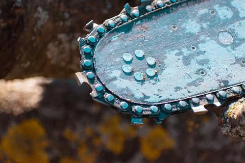 Close up of chainsaw Stock Photos