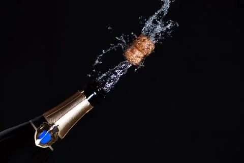Close-up of champagne explosion Stock Photos