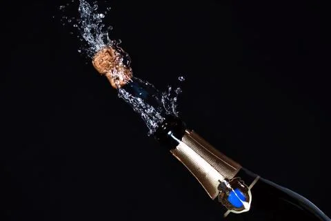 Close-up of champagne explosion Stock Photos