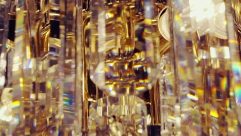 Close-up of the chandelier's sparkling crystals. Stock Footage 194782722