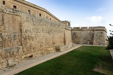 Close-up of characteristic Maltese architectural elements and stone textures Stock Photos