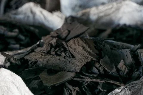 Close up of charcoal ready to pack Stock Photos