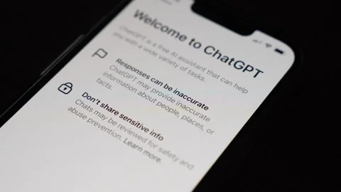 Close up of the ChatGPT app from OpenAI being opened and prompted. 스톡 동영상 304169358