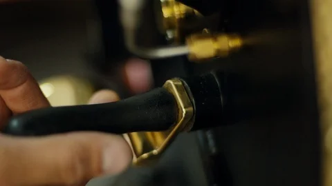 Close-up check of coffee beans roasting. Video stock 123358969