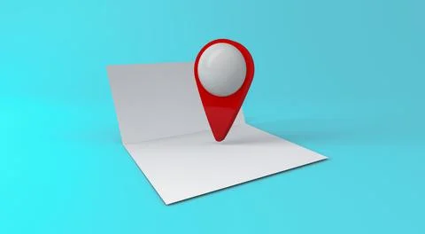 Close up check in location symbol with empty map Stock Illustration