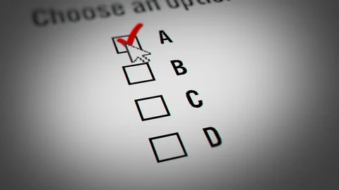 Close up of Checkbox Marking Survey (Checking A,B,C and D Option). Stock Footage 117677493
