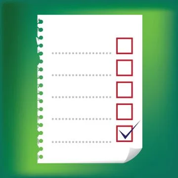 Close up of checkbox notepad paper - illustration Stock Illustration