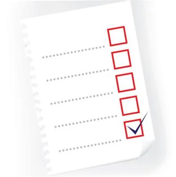 Close up of checkbox notepad paper - illustration Illustrazione stock