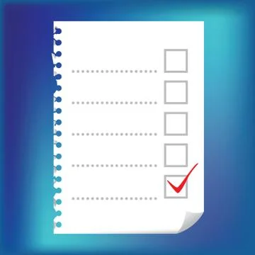 Close up of checkbox notepad paper - illustration Stock Illustration