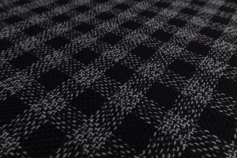 Close up of checkered fabric with textile texture background Stock Photos