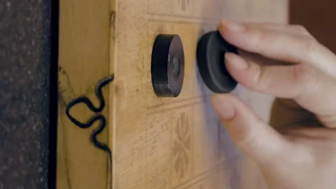 Close up of checkers on checkerboard on the table Stock Footage 91187330