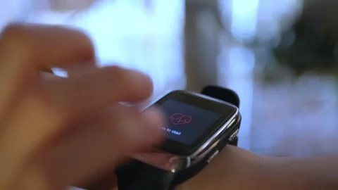Close-up on checking heart rate on smartwatch. Stock Footage 105096692