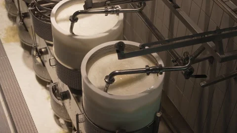Close-Up of Cheese Molding Process in Swiss Factory Stock Footage 320261077