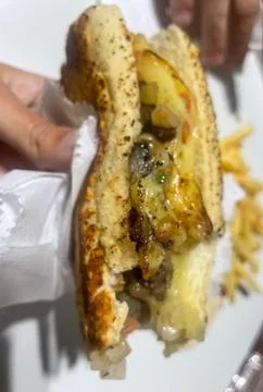 Close-up of a cheeseburger Stock Photos