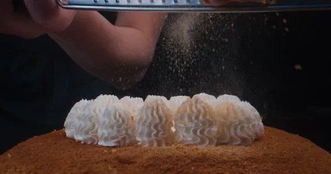 Close-up Chef Decorating Cake at Kitchen Stock Footage 231850318