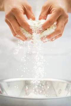 Close-up of chef hands, bread making process Stock Photos