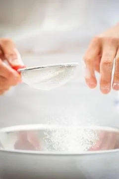 Close-up of chef hands, bread making process Stock Photos