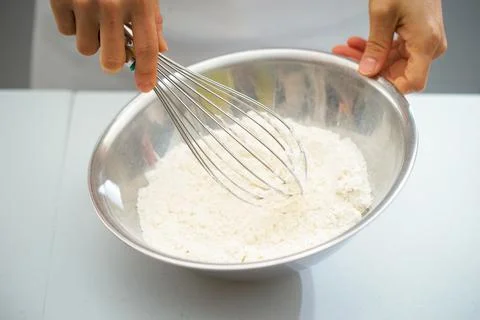 Close-up of chef hands, bread making process Stock Photos