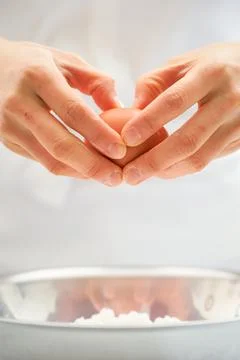 Close-up of chef hands, bread making process Stock Photos