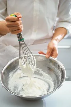 Close-up of chef hands, bread making process Stock Photos