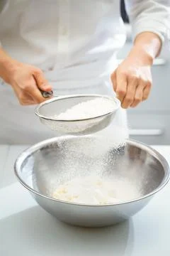 Close-up of chef hands, bread making process Stock Photos