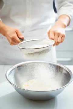 Close-up of chef hands, bread making process Stock Photos