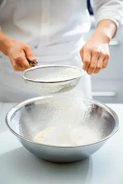 Close-up of chef hands, bread making process Stock Photos