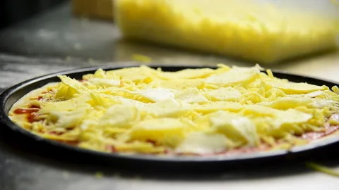 Close up Chef hands cook italian pizza homemade kitchen. Video stock 263090908