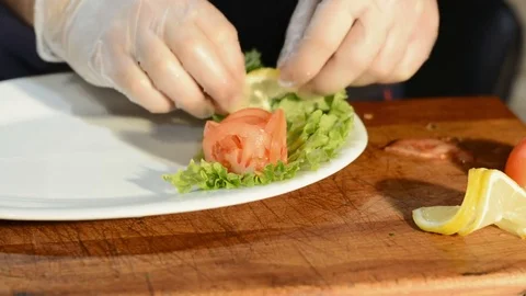 Close-up of chef hands cooking and preparing Asian food . Rack focus Stock Footage 73132048