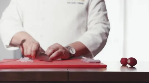 Close-up of chef hands cooking food in restaurant kitchen. Slow Motion. 스톡 동영상 53897325