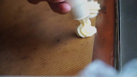 Close Up of chef piping choux 스톡 동영상 238503242