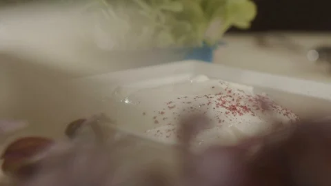 Close-up of chef stirring sauce with whisk. Slow motion video Stock Footage 113602537