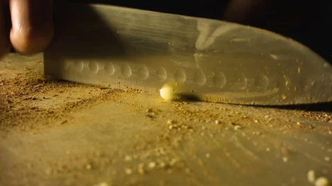 Close-up chefs hands chopping butter Video stock 79776969