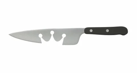 Close up of chef's kitchen knife in a shape of crown in white background. Stock Illustration