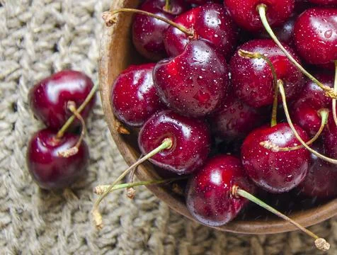 A close-up of the cherries. Stock Photos