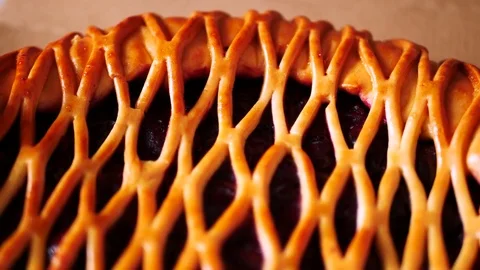 Close-up cherry pie. Stock Footage 70671404