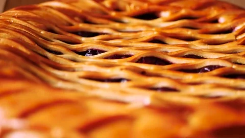 Close-up cherry pie. Stock Footage 70671635