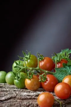 Close-up of cherry tomatoes on textured surface Stock Photos