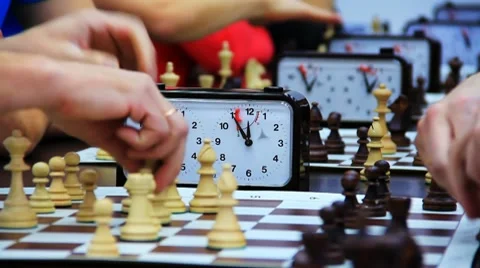 Close-up of chess game tournament with clock. Time lapse Video stock 9446322