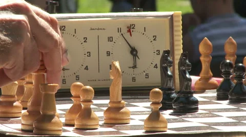 Close-Up Of Chess Game Tournament With Clock Stock Footage 40330788
