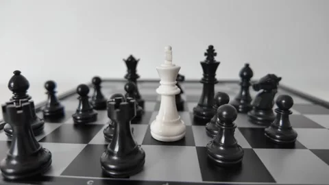 Close Up Chess King Surrounded During Checkmate Stock Footage 339660411