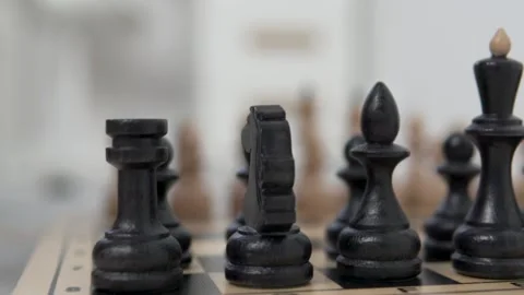 A close-up of the chess pieces placed on the chessboard Stock Footage 149666900