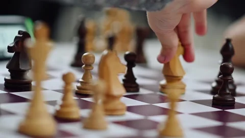 Close-up of a Chess Player Moving a Ches... | Stock Video | Pond5